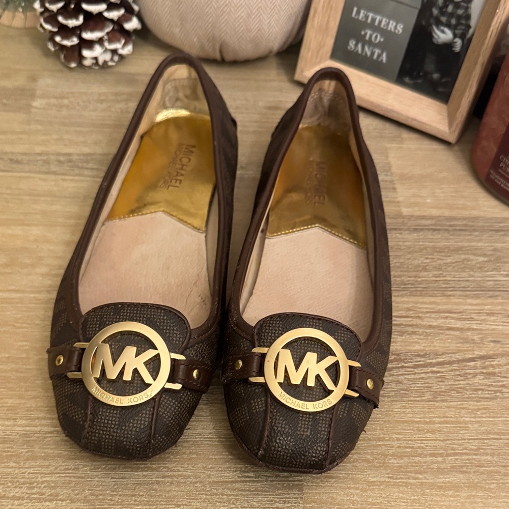 Michael Kors Dark Brown Loafers with Gold Accents